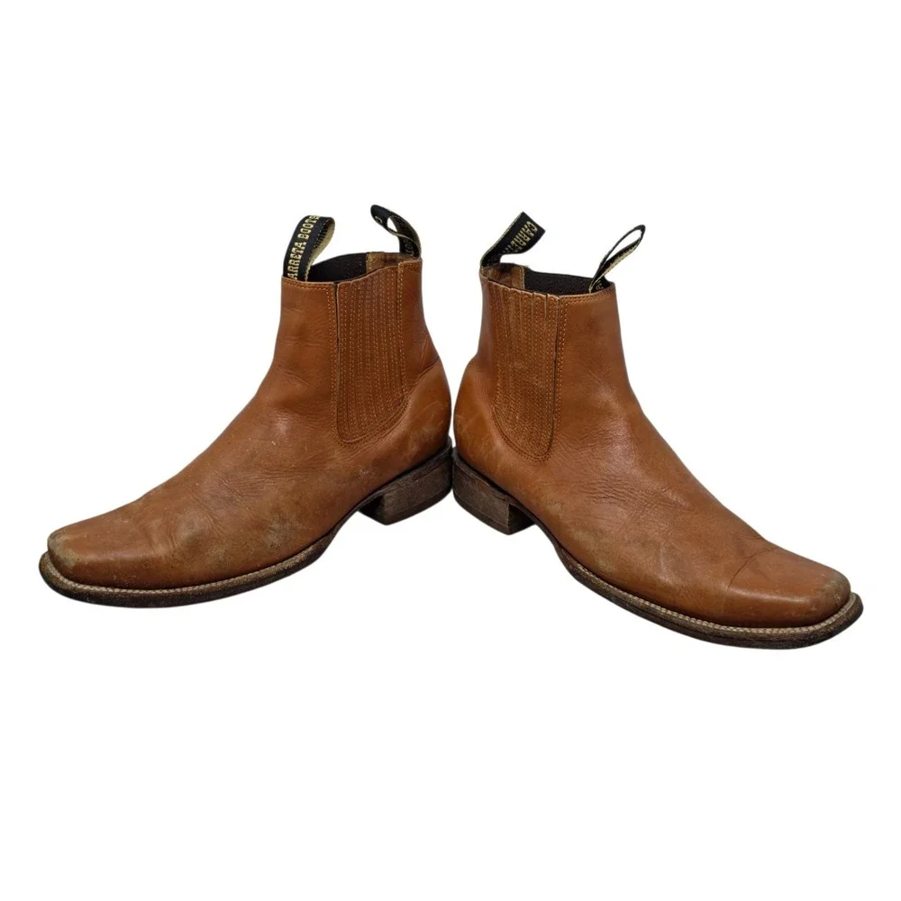 Carreta Boots Men's Chelsea Square Toe Leather Work Boots Size 12.5 Distressed‎